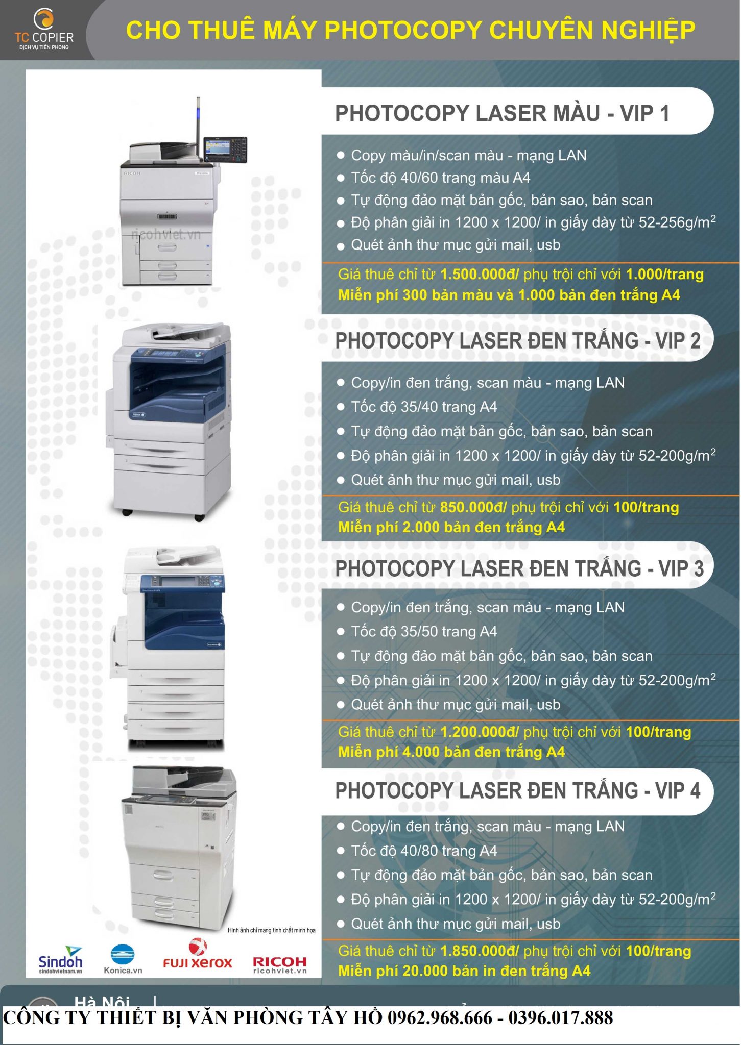 Cho thuê máy photocopy tại Khu công nghiệp Quang Minh