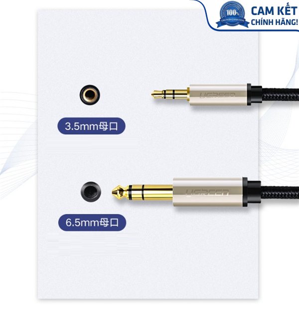 Cáp âm thanh Audio 3.5mm to 6.5mm dài 1,5m chính hãng Ugreen 40803 cao cấp
