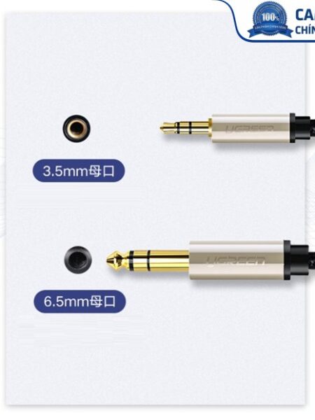 Cáp âm thanh Audio 3.5mm to 6.5mm dài 2m chính hãng Ugreen 40804 cao cấp