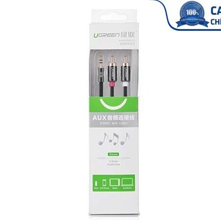 Cáp Audio 3,5mm ra 2 đầu RCA dài 2m chính hãng Ugreen 10584