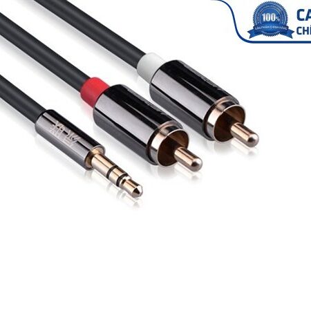 Cáp Audio 3,5mm ra 2 đầu RCA dài 5m chính hãng Ugreen 10591 cao cấp