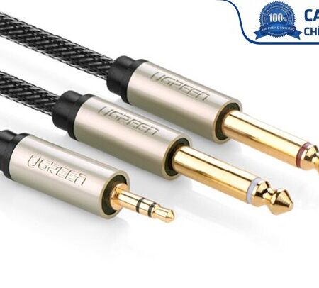 Cáp Audio 3.5mm to 2 đầu 6.35mm dài 1m Ugreen 10613 mạ vàng cao cấp
