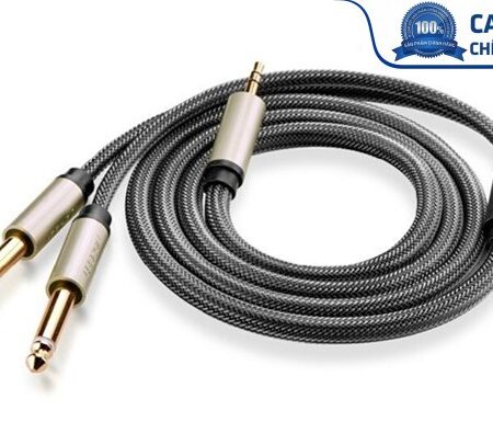 Cáp Audio 3,5mm to 2 đầu 6,5mm dài 2m chính hãng Ugreen 10615 mạ vàng cao cấp