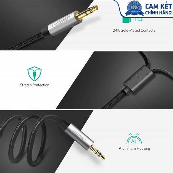 Cáp Audio 3,5mm to RCA dài 2m chính hãng Ugreen 40843 mạ vàng cao cấp