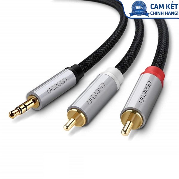 Cáp Audio 3,5mm to RCA dài 2m chính hãng Ugreen 40843 mạ vàng cao cấp