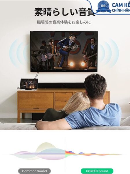 Cáp audio âm thanh 3.5mm ra 2 RCA dài 5M Ugreen 80849 cao cấp