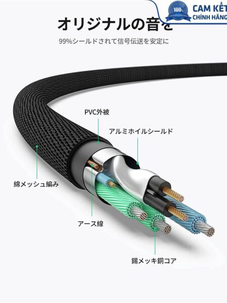 Cáp audio âm thanh 3.5mm ra 2 RCA dài 5M Ugreen 80849 cao cấp
