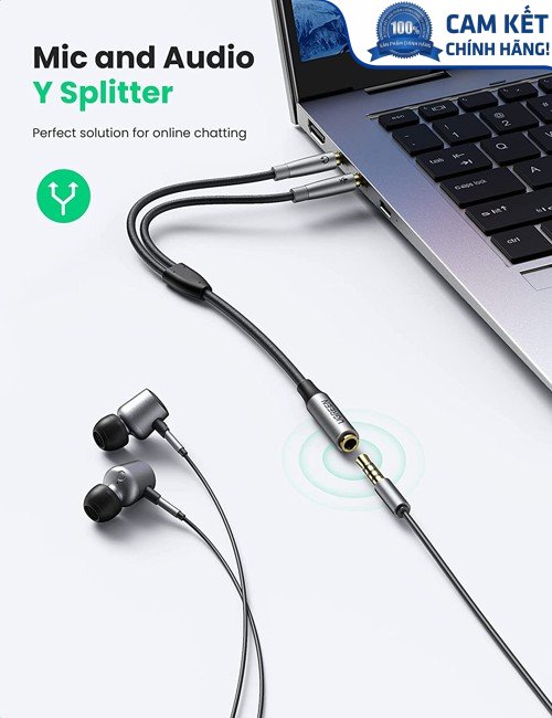 Cáp chữ Y gộp Mic & Loa sang tai nghe có Mic Ugreen 50255 cao cấp (đầu bọc hợp kim)
