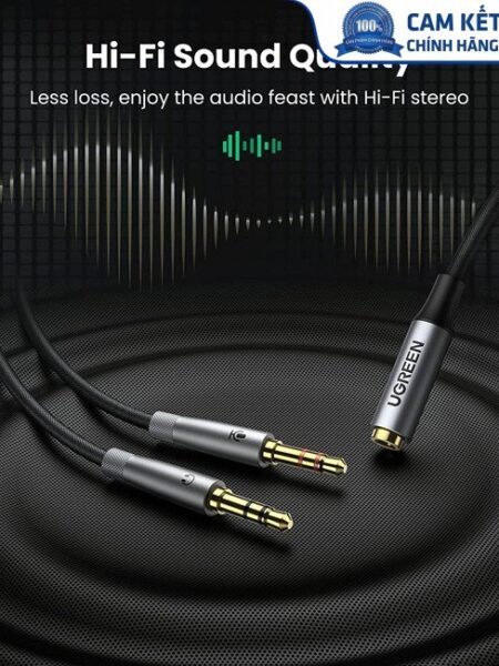 Cáp chữ Y gộp Mic & Loa sang tai nghe có Mic Ugreen 50255 cao cấp (đầu bọc hợp kim)