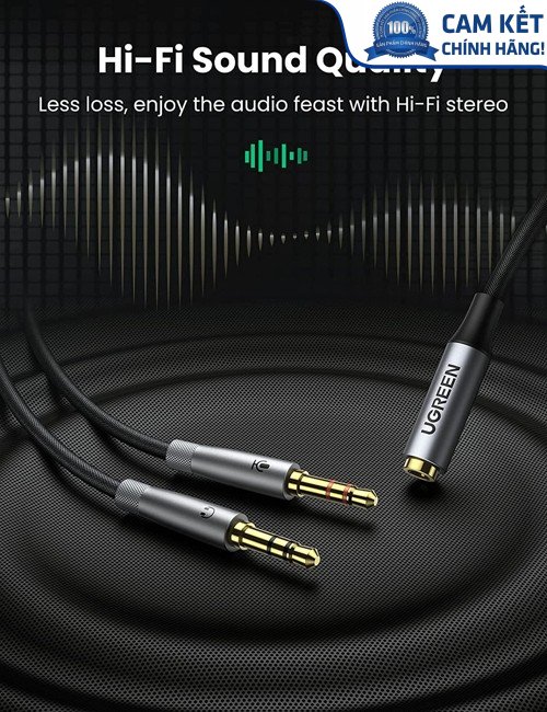 Cáp chữ Y gộp Mic & Loa sang tai nghe có Mic Ugreen 50255 cao cấp (đầu bọc hợp kim)