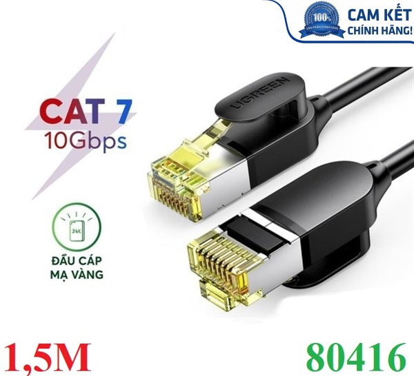 Cáp mạng Cat7 Ultra Slim dài 1,5M băng thông 10Gbps 600MHZ Ugreen 80416 cao cấp