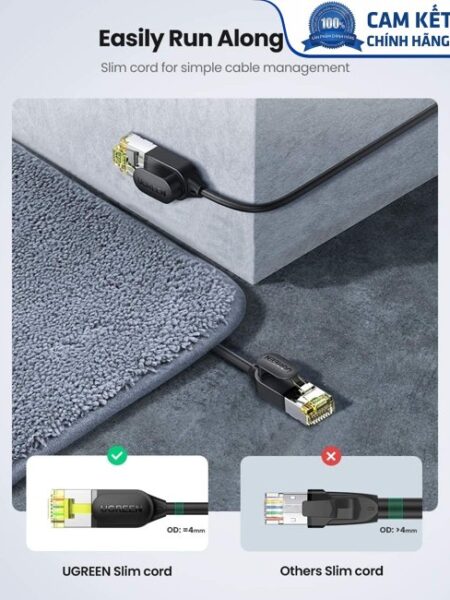 Cáp mạng Cat7 Ultra Slim dài 1,5M băng thông 10Gbps 600MHZ Ugreen 80416 cao cấp