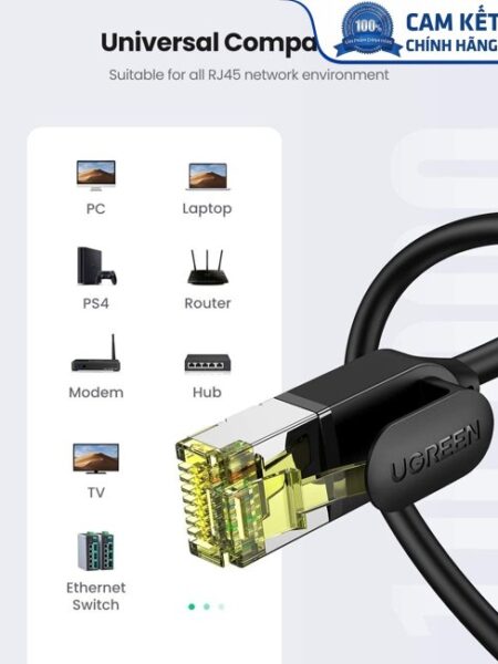 Cáp mạng Cat7 Ultra Slim dài 2M băng thông 10Gbps 600MHZ Ugreen 80417 cao cấp