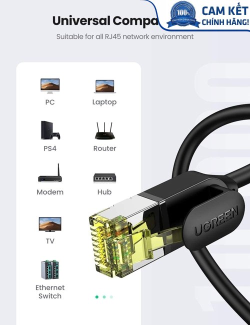 Cáp mạng Cat7 Ultra Slim dài 3M băng thông 10Gbps 600MHZ Ugreen 80418 cao cấp