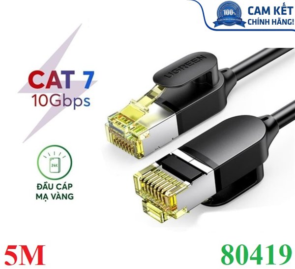 Cáp mạng Cat7 Ultra Slim dài 5M băng thông 10Gbps 600MHZ Ugreen 80419 cao cấp