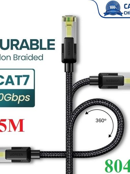 Cáp mạng Cat7 vỏ bọc Nylon dài 5M băng thông 10Gbps 600MHZ Ugreen 80425 cao cấp