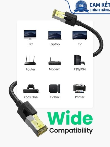 Cáp mạng Cat7 vỏ bọc Nylon dài 5M băng thông 10Gbps 600MHZ Ugreen 80425 cao cấp