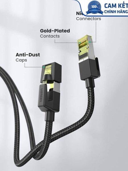 Cáp mạng Cat7 vỏ bọc Nylon dài 5M băng thông 10Gbps 600MHZ Ugreen 80425 cao cấp