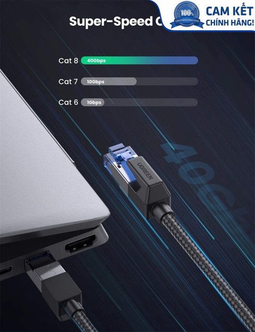 Cáp mạng Cat8 đúc sẵn bọc dù dài 1,5M Ugreen 80430 cao cấp