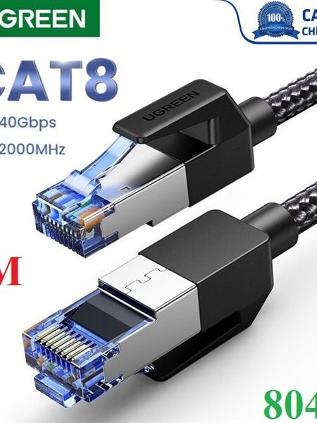 Cáp mạng Cat8 đúc sẵn bọc dù dài 1M Ugreen 80429 cao cấp