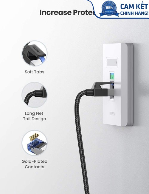 Cáp mạng Cat8 đúc sẵn bọc dù dài 1M Ugreen 80429 cao cấp
