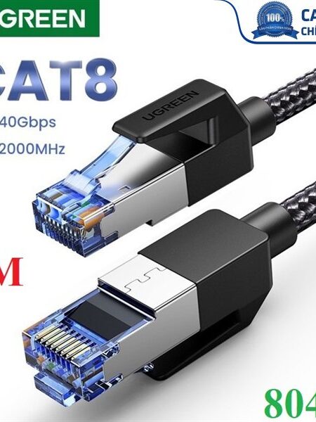 Cáp mạng Cat8 đúc sẵn bọc dù dài 5M Ugreen 80433 cao cấp