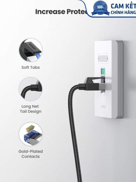 Cáp mạng Cat8 đúc sẵn bọc dù dài 5M Ugreen 80433 cao cấp