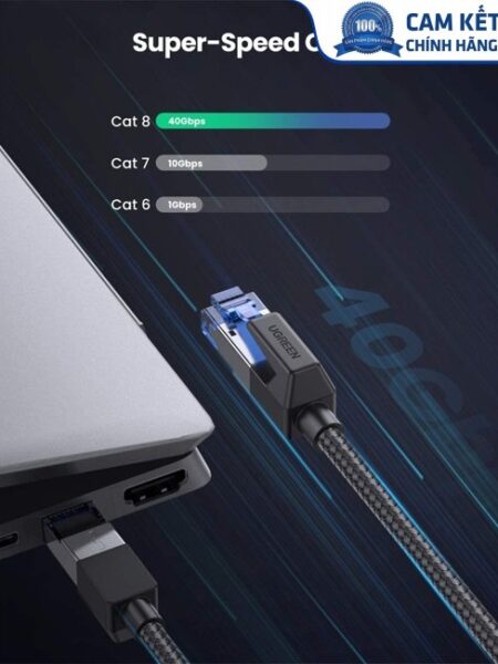 Cáp mạng Cat8 đúc sẵn bọc dù dài 5M Ugreen 80433 cao cấp