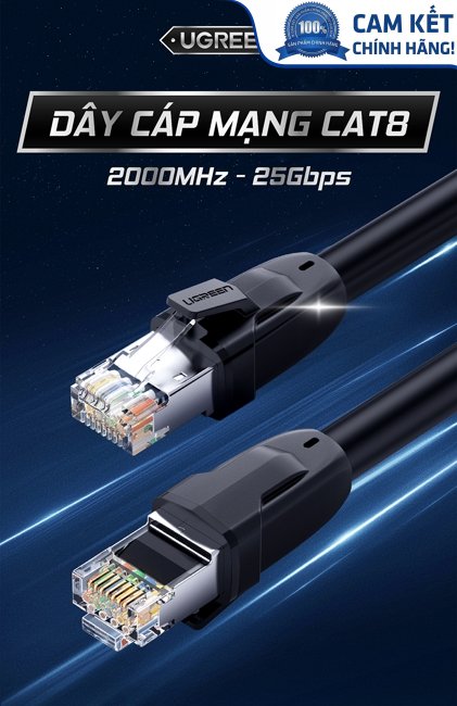 Cáp mạng Cat8 đúc sẵn dài 5M 24AWG Class S/FTP Ugreen 70172 cao cấp