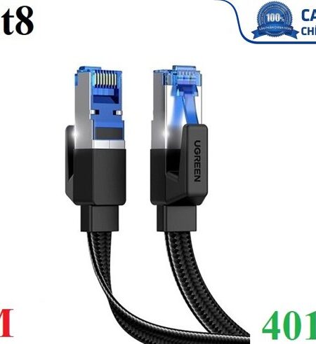 Cáp mạng CAT8 đúc sẵn dẹt dài 2M tốc độ 40Gbps 2000Mhz 26AWG U/FTP Ugreen 40171 cao cấp