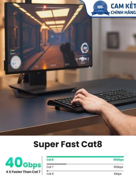 Cáp mạng đúc sẵn dẹt Cat8 dài 3m Ugreen 10982 cao cấp
