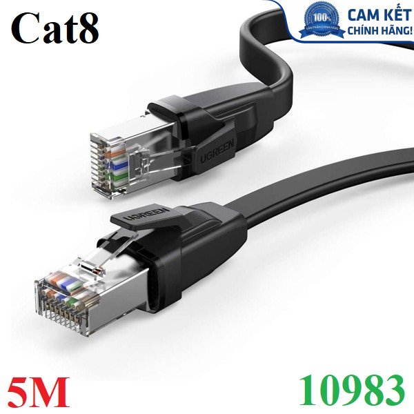 Cáp mạng đúc sẵn dẹt Cat8 U-FTP 30AWG 2000Mhz dài 5M Ugreen 10983 cao cấp