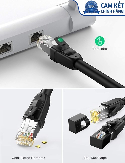 Cáp mạng đúc sẵn tròn Cat8 dài 15M 24AWG Ugreen 80727 cao cấp