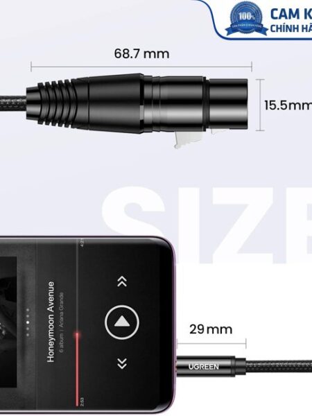 Cáp Micro 3.5mm to XLR âm bọc Nylon dài 2M Ugreen 20244 cao cấp