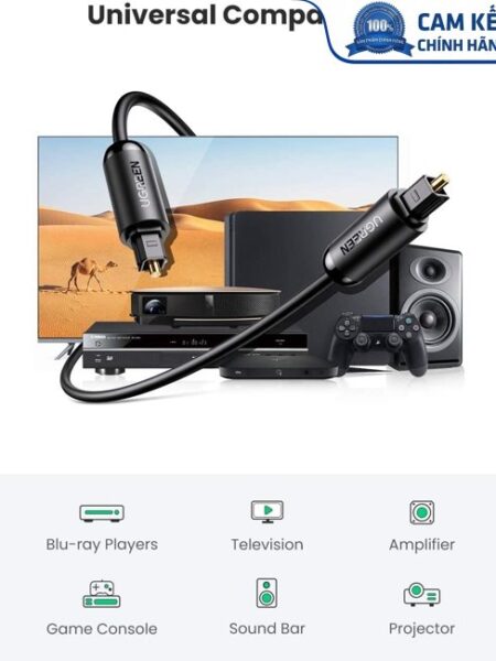 Cáp quang âm thanh Digital Optical Audio Toslink dài 3m Ugreen 70893 cao cấp