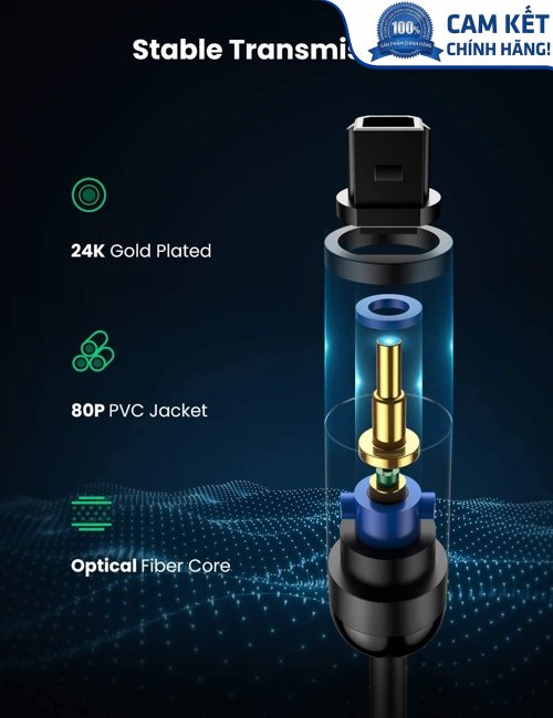 Cáp quang âm thanh Digital Optical Audio Toslink dài 3m Ugreen 70893 cao cấp