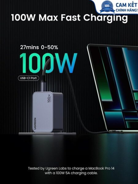 Củ sạc nhanh 3 cổng PD 3.1 GaN Nexode Pro 100W cắm tường Ugreen 25873 cao cấp
