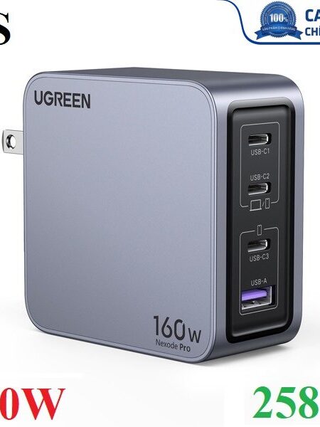 Củ sạc nhanh 4 cổng PD 3.1 GaN Nexode Pro 160W PPS cắm tường Ugreen 25876 X763 cao cấp