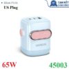 Củ sạc nhanh hình Robot 65W 3 cổng Type-C x2, Type-A x1 Ugreen 45003 cao cấp (US Plug)