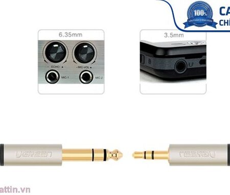 Dây cáp audio 3.5MM to 6.5MM hai đầu dương dài 2m Ugreen 10628 cao cấp