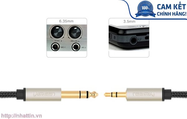 Dây cáp audio 3.5MM to 6.5MM hai đầu dương dài 2m Ugreen 10628 cao cấp