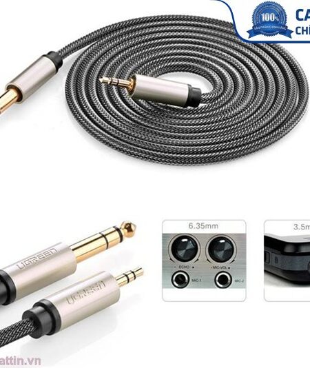 Dây cáp audio 3.5MM to 6.5MM hai đầu dương dài 2m Ugreen 10628 cao cấp