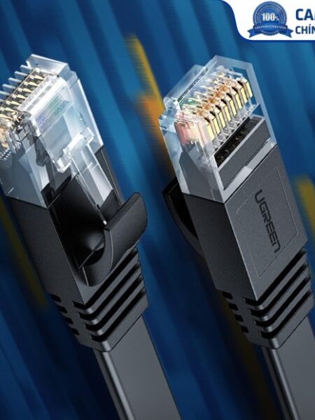 Dây cáp mạng đúc sẵn dẹt Cat6 dài 10m 26AWG Ugreen 50178 cao cấp (màu đen)