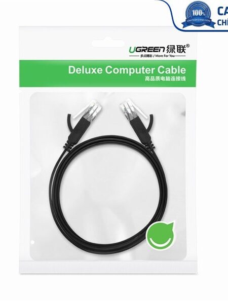 Dây cáp mạng đúc sẵn dẹt Cat6 dài 10m 26AWG Ugreen 50178 cao cấp (màu đen)