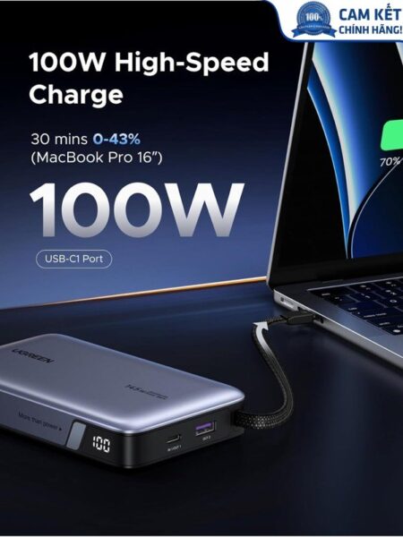 Pin dự phòng Nexode 20000mAh công suất 145W cho điện thoại laptop Ugreen 55992B/PB551 cao cấp