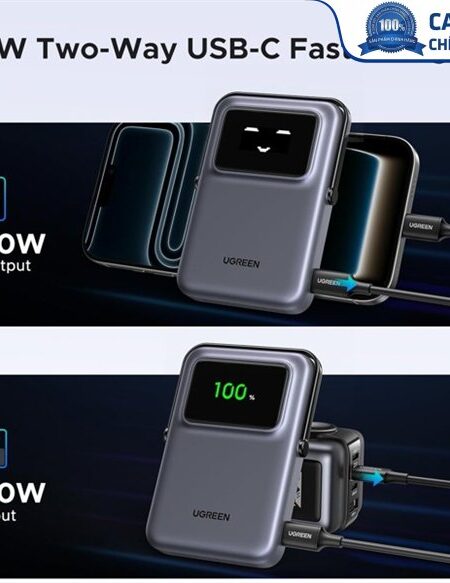 Pin sạc dự phòng không dây Uno 10000mAh PD20W Magsafe Qi 7.5W Ugreen 45327 cao cấp