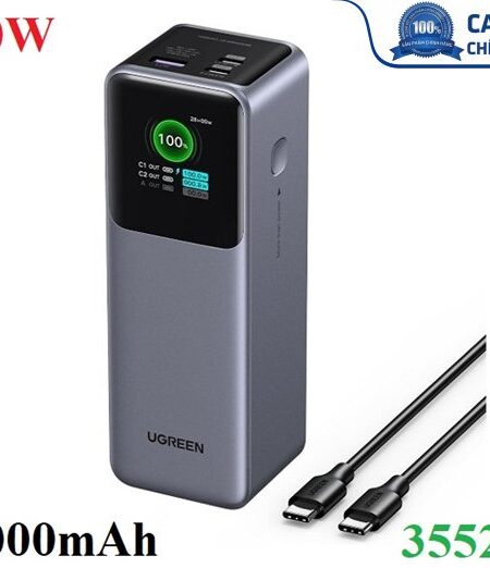 Pin sạc dự phòng Nexode 25000mAh 200W sạc nhanh 3 cổng Ugreen 35525B có màn hình cao cấp