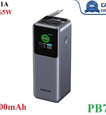Sạc dự phòng Nexode PD 165W dung lượng 20000mAh Ugreen PB726/55987B cao cấp (cáp rút liền)