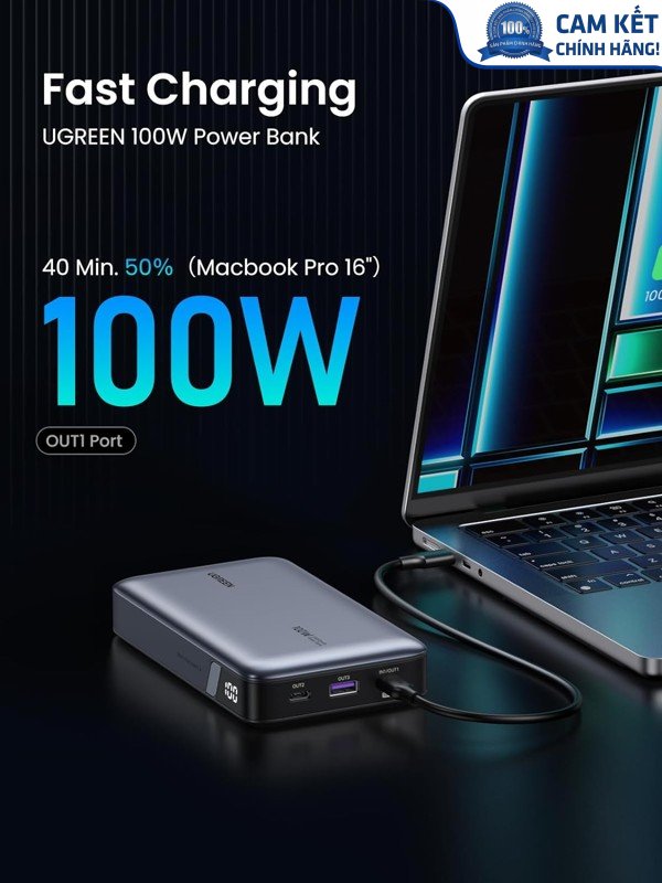 Sạc dự phòng PD 100W Nexode 20000mAh sạc nhanh 3 cổng PD 3.0 cho nhiều thiết bị Ugreen 25188 cao cấp
