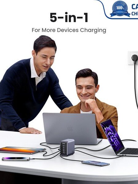 Sạc nhanh để bàn Nexode GaN 300W 5 cổng USB Type-C x4, Type-A x1 Ugreen 90903B cao cấp (EU Plug)
